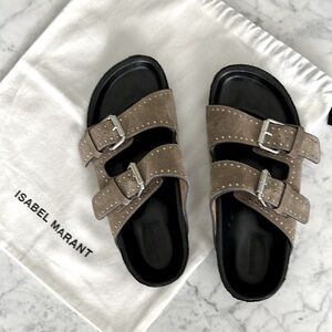 Isabel Marant Suede Taupe Lennyo Sandals FR 36